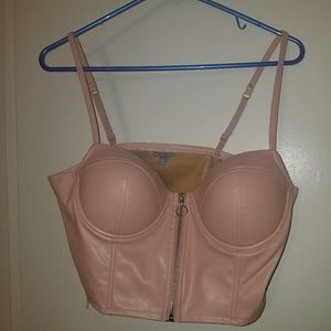 Pink zip up bustier/crop top